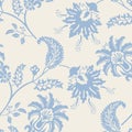 Floral seamless pattern. Decorative flowers monochrome color, beautiful pattern. Stylized plants on a white background. Royalty Free Stock Photo